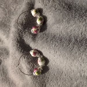 💜Magenta china earrings